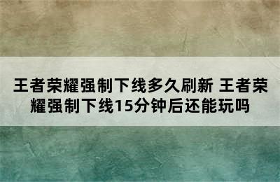 王者荣耀强制下线多久刷新 王者荣耀强制下线15分钟后还能玩吗